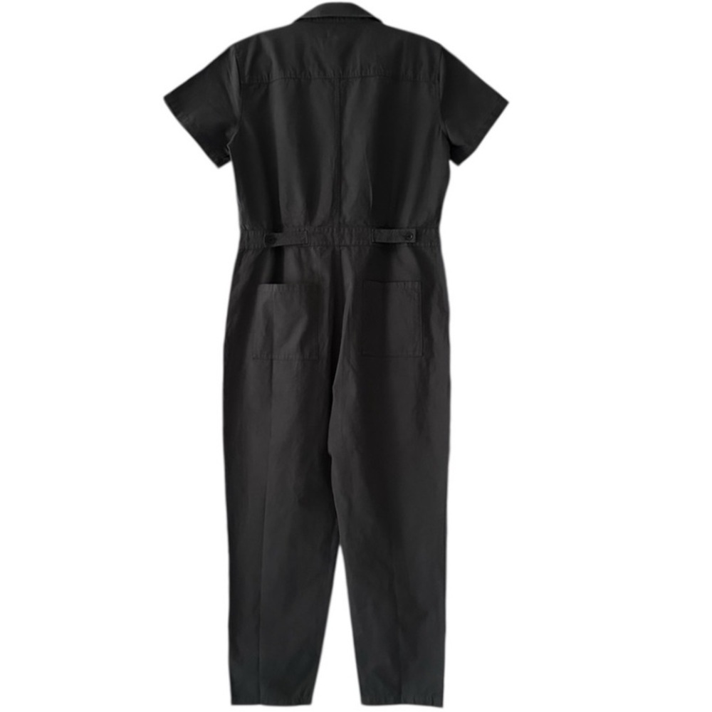 Women's Cotton Linen Twill Short Sleeve Coverall Jumpsuit Size L/G - Picture 5 of 9
